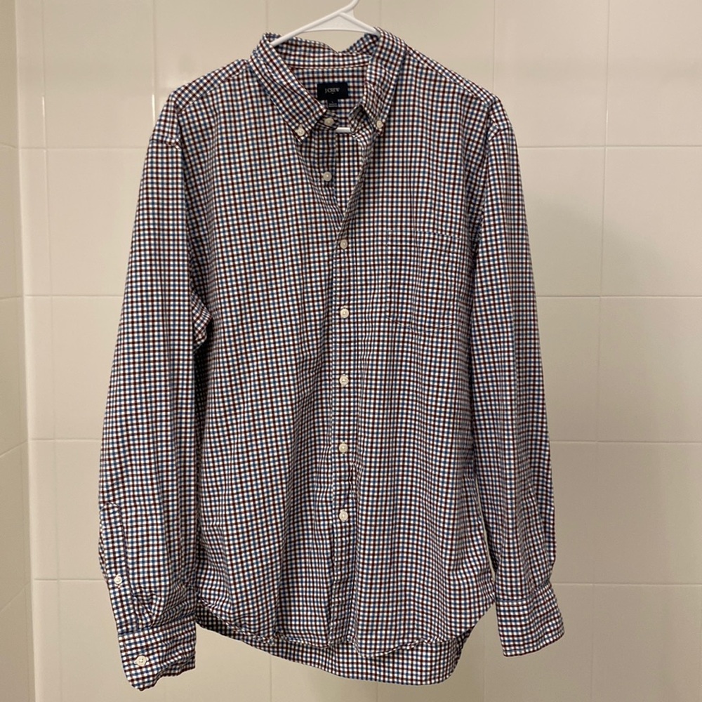 J. Crew Green Plaid Long Sleeve Button Down